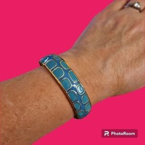 Fornash Teal Enamel Mod Clamper Mermaidcore Bracelet